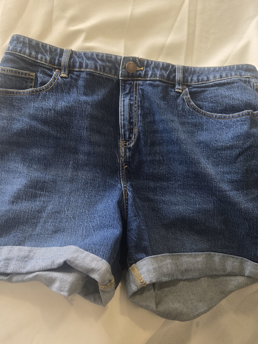 Lane Bryant Dark Blue Denim Roll-Cuff Shorts